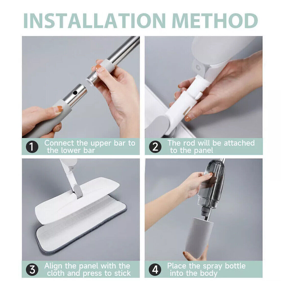 Spray Mop For Floor Cleaning 5 Reusable Microfibre Pads Water Bottle Tank UK - Image 10